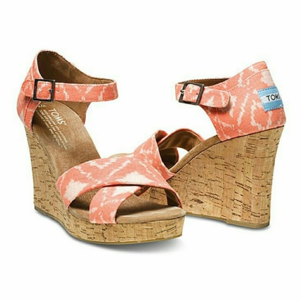 Toms wedge coral heels *size 7.5 *
